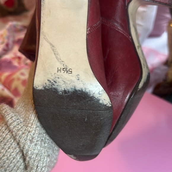 Women's Burgundy Leather Boots - Picture 7 of 7